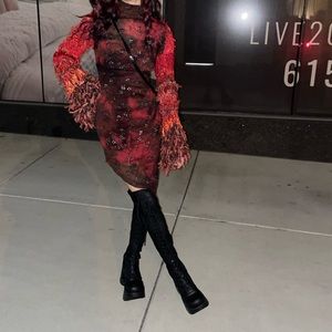 Rake Royal grungy vampy micro mesh glitter asymmetrical dress